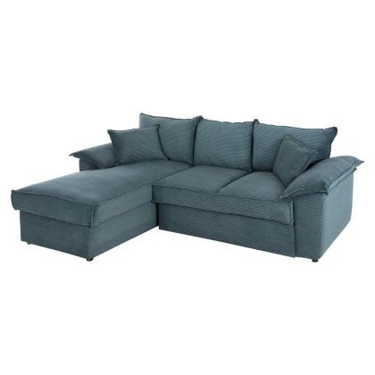 CORNER (LEFT) SOFA-BED WITH STORAGE SPACE ALDO HM3276.03L PETROL GREEN FABRIC 256x91-159x87Hcm.