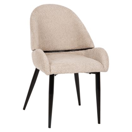 CHAIR SARKY HM8585.02 BOUCLE ECRU FABRIC-BLACK METAL LEGS 55x62x89Hcm.