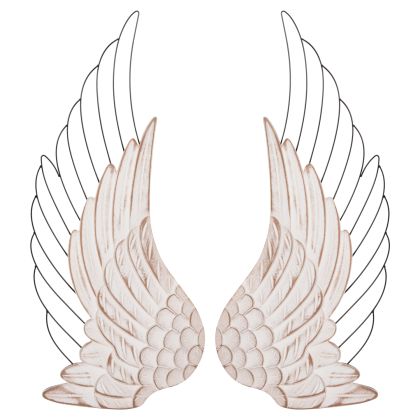 WALL DECORATION WINGS HM4223 MDF IN WHITE-BLACK METAL 39x1,5x92Hcm.