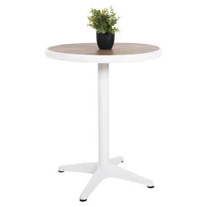 ALUMINUM ROUND TABLE ALEXA HM6086.02 WHITE-POLYWOOD TOP IN NATURAL COLOR Φ60x73Hcm.