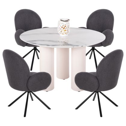 DINING SET 5PCS HM11978 TABLE DORIK & 4 ARMCHAIRS WINON(GREY)