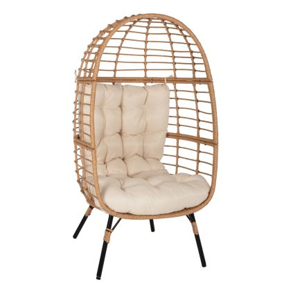 ARMCHAIR NEST-TYPE RATTAN HM5869.01 METAL LEGS BLACK 77x72x148 cm.