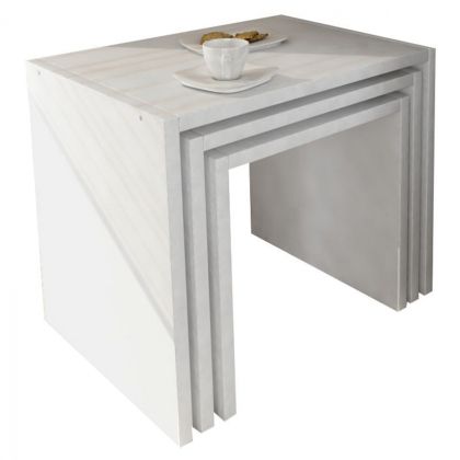 NESTING TABLES 3 PCS MELAMINE HM9069.01 WHITE 44.5x35x38.5Y cm.