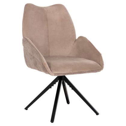 DINING ARMCHAIR SHAI HM9844.04 BEIGE FABRIC-BLACK METAL BASE 61x63x93Hcm.