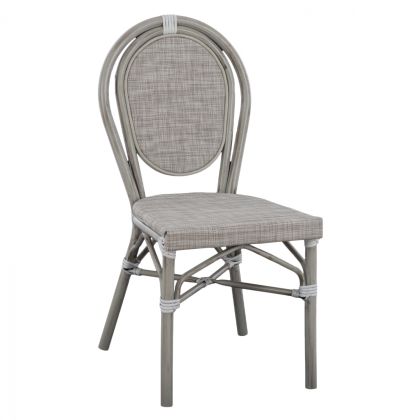 Aluminum chair Bamboo Look Patina Grey with textline 45x57x88 cm HM5109