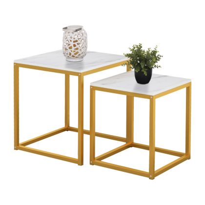 SIDE TABLES GRELAY SET 2PCS MDF & METAL 45Χ45Χ50Hcm.HM8762.11