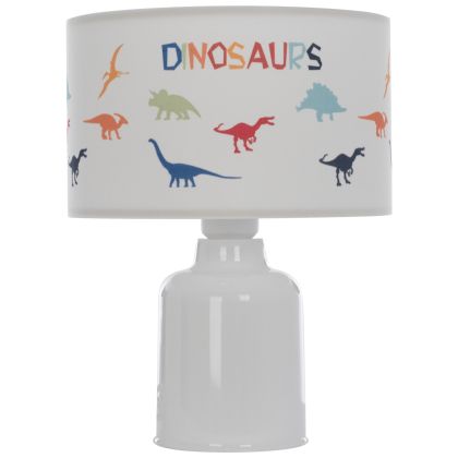 KID'S TABLE LAMP BALOO HM7577.05 FABRIC WITH DINOSAUR FIGURES ON THE CAP Φ24x32Hcm.