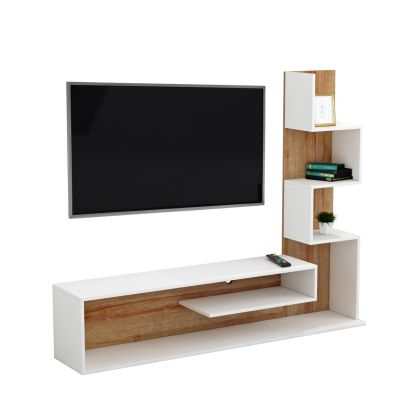 TV FURNITURE COMBO EDELIE HM8908.11 MELAMINE IN WHITE-NATURAL 150x29.5x120H cm.