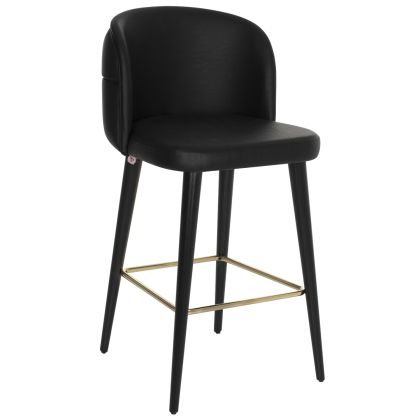 BAR STOOL MARCELLO PROFESSIONAL HM9280.41 PU BLACK WOODEN 50x58x100Hcm.