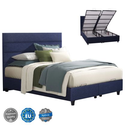 HM623.08 BED ELOISE,BLUE FABRIC,STORAGE SPACE,160x200 cm.