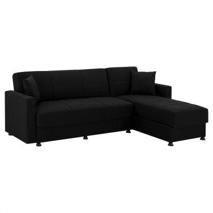 REVERSIBLE CORNER SOFA-BED WITH 2 STORAGE SPACES HM3135.01 BLACK FABRIC 246X153X80H cm.