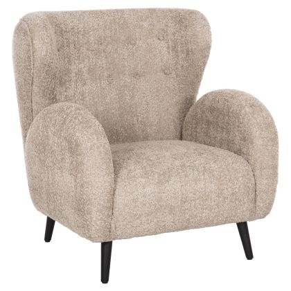 ARMCHAIR KRYLY HM9593.07 BEIGE BOUCLE FABRIC-BLACK WOODEN LEGS 83x87x89Hcm.