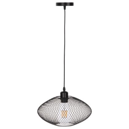 CEILING PENDANT LAMP HM4094 BLACK METAL MESH CAP Φ30x125Hcm.