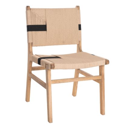 LEISURE CHAIR RUBBERWOOD AND ROPE IN NATURAL RUSTIC COLOR 50x60x88Hcm.HM9323.01