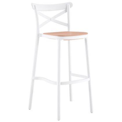 BAR STOOL CONN HM5933.01 POLYPROPYLENE WITH BACKREST WHITE AND BEIGE SEAT 41x49x102Hcm.