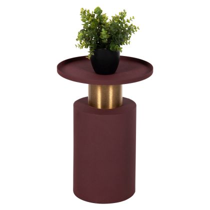 SIDE TABLE PUNJAB HM4240.06 METAL IN BRICK-RED-GOLD/BRASS Φ30.5x42Hcm.