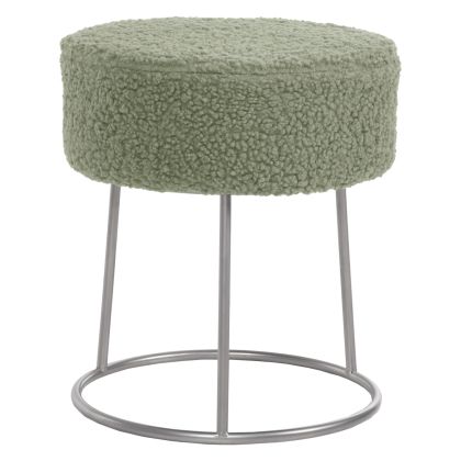 STOOL KARLO HM8411.27 PISTACHIO GREEN BOUCLE FABRIC WITH SILVER BASE Φ35x41Hcm.