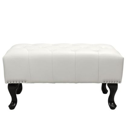 PIANO STOOL T.CHESTERFIELD EMMA HM226.02 PU WHITE-BLACK LEGS 80x44x39Hcm