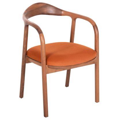 DINING ARMCHAIR LUPPE HM18015.05 BEECH WOOD IN WALNUT-ORANGE FABRIC 51x56x78Hcm.