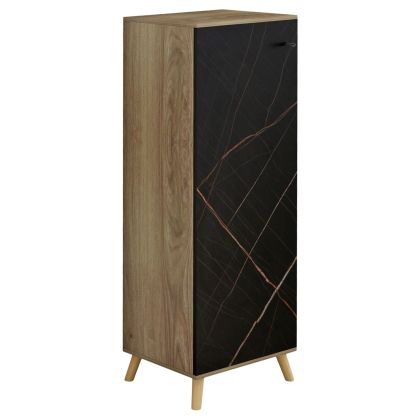 SHOE CABINET ALVARO HM8954.13 MELAMINE IN SONAMA-BLACK MARBLE 50Χ38Χ135Hcm.