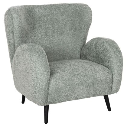 ARMCHAIR KRYLY HM9593.05 PEA GREEN BOUCLE FABRIC-BLACK WOODEN LEGS 83x87x89Hcm.