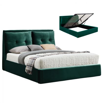 CYPRESS GREEN VELVET BED WITH STORAGE SPACE FOR MATTRESS 160Χ200 HM582.13