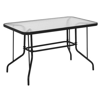 OUTDOOR METALLIC TABLE ADAM HM5679.01 GREY WITH REINFORCED GLASS TOP 120Χ70Χ71Hcm.