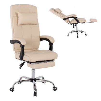 EXECUTIVE OFFICE CHAIR HM1057.12 BEIGE WITH FOLDING FOOTREST 58x71x128Hcm.