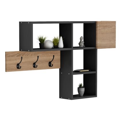 ENTRYWAY HANGER WITH SHELVES HARLAN HM8973.11 MELAMINE IN SONAMA-GREY 99,5x15x61Hcm.