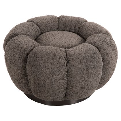 STOOL ROUND KRIPP HM9602.01 GREY BOUCLE-BLACK METAL BASE Φ60x31Hcm.