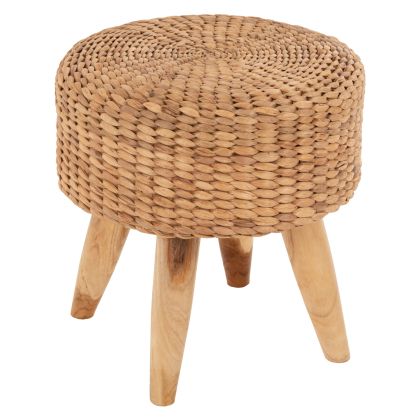 STOOL JIM HM7824 TEAK WOOD IN NATURAL COLOR-MATTED SEAT Φ43x43Hcm.