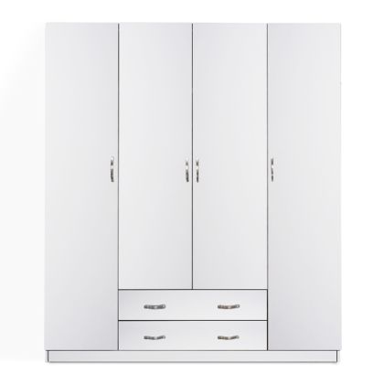 WARDROBE WITH 2 DRAWERS 4-LEAF AZALEA FB9353.05 MELAMINE IN WHITE 200x55.5x180Hcm.