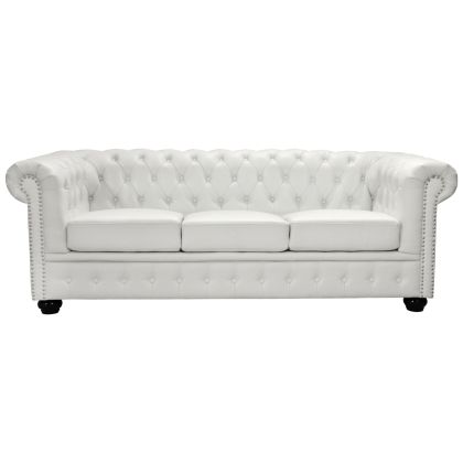 Sofa 3 seater Chesterfield type HM3009.02 white matte Faux Leather 208x90x73 cm