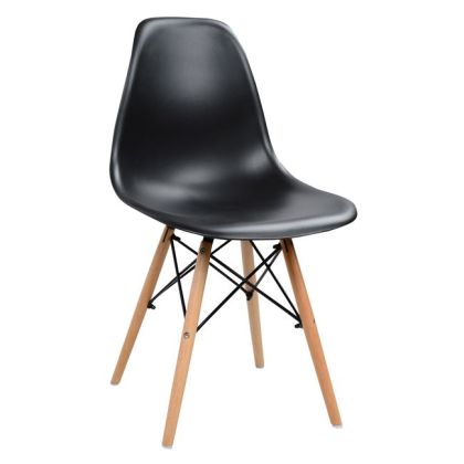 Стол с дървени крака и седалка Twist PP черен HM8460.02 46x50x82 см