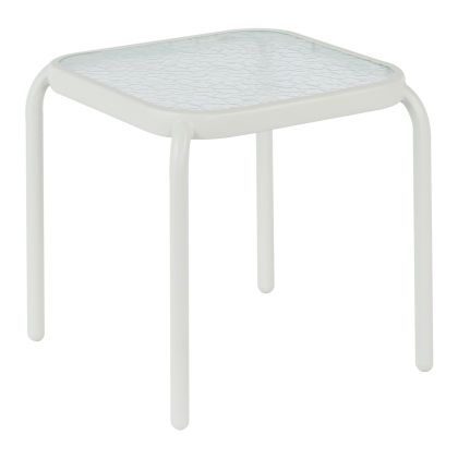 ВЪНШНА ПОМОЩНА МАСА КВАДРАТНА DIDO HM5975.02 МЕТАЛ В БЯЛО-СТЪКЛО 40x40x40Hcm.