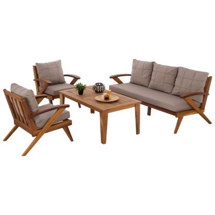 OUTDOOR SET 4PCS WALNUT - BEIGE HM5880.01