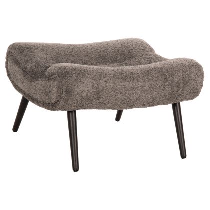 STOOL-FOOTREST KEMBA HM9606.01 GREY BOUCLE FABRIC-BLACK WOODEN LEGS 68X58X40Hcm.