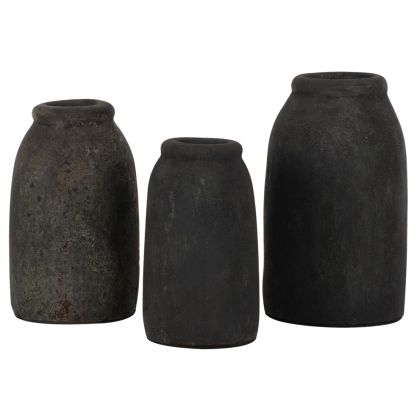 DECOR VASES 3PCS HM7711 TERRACOTTA FOSSIL GREY