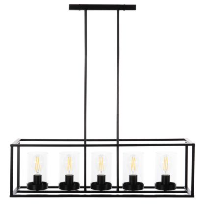 CEILING PENDANT LAMP HM4082 BLACK AND GLASS 80x25x23,5-85H cm.