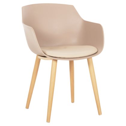 DINING CHAIR LUCIE HM8242.11 CAPPUCCINO PP-METAL LEGS IN WOOD COLOR 56x55.5x80Hcm.