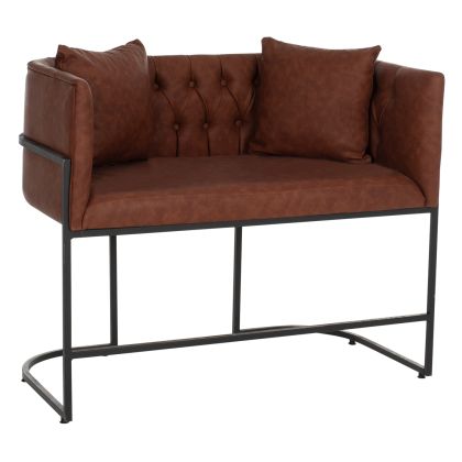 SOFA 2-SEATER PROFESSIONAL HM9419.43 BROWN PU & BLACK STEEL 64x120x97Hcm.