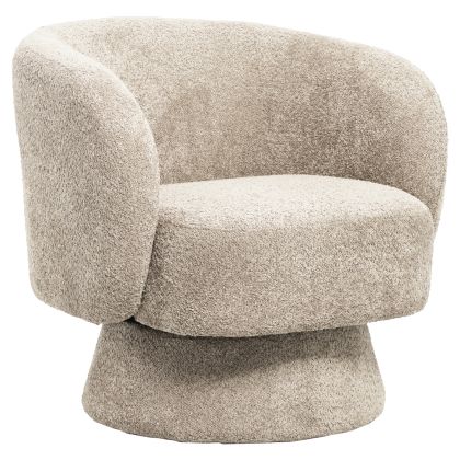 ARMCHAIR SWIVEL KARLEN HM9592.03 BEIGE BOUCLE FABRIC 78x81x77Hcm.