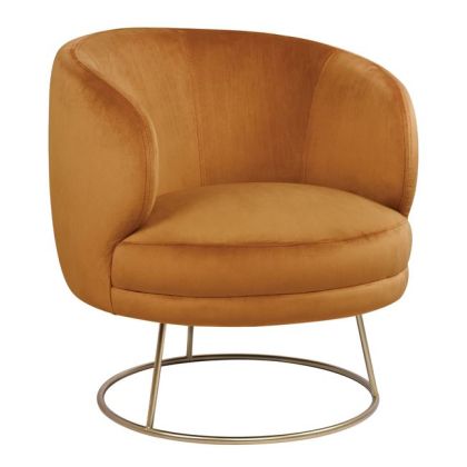 Velvet armchair Arien HM8403.09 in gold color with golden base 80x75x82 cm.