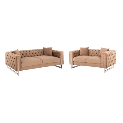 LIVING ROOM COMBO 2PCS t.CHESTERFIELD HM11936.03 BEIGE VELVET-METAL LEGS