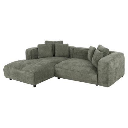 CORNER SOFA (LEFT) 3-SEATER GRACE HM3280.05L GREEN FABRIC 252x105-160x70-90Hcm.