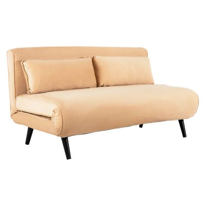 SOFABED FOR 2 PEOPLE ASMA HM3077.17 VELVET IN BEIGE COLOR 140x80x77Hcm.