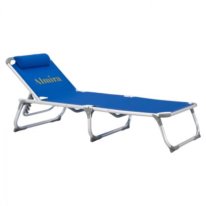 Sunbed for beach HM5054.01 Heavy Type Blue Aluminum 188x58x28-80 cm.