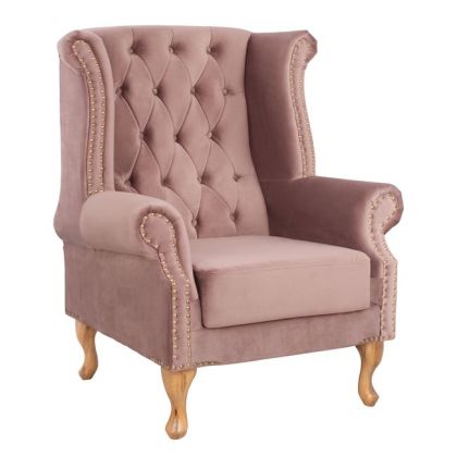 ARMCHAIR DUSTY PINK VELVET POLINA 83x75x107Hcm FB90053.05