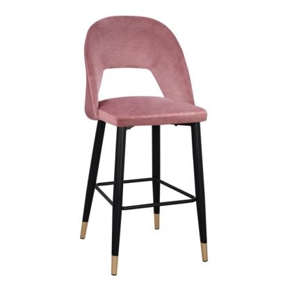 Bar Stool Harper HM8526.02 Velvet Rotten Apple with metallic Frame 50Χ51Χ111cm