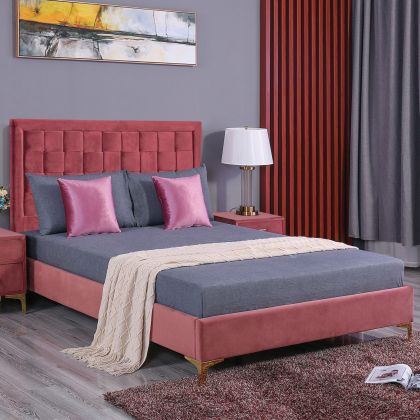 Bed Montpellier 150x200 cm with velvet fabric rotten apple HM592.02